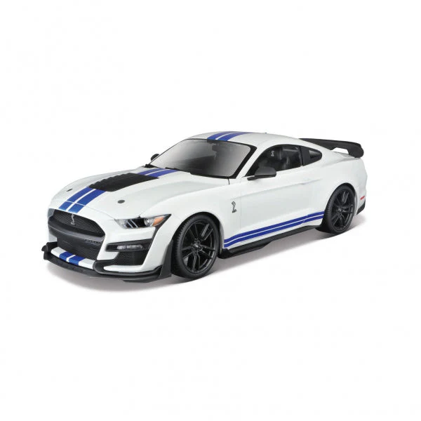 2020 Ford Mustang Shelby GT500 White with Blue Stripes “Special Edition” 1/18 Diecast Model Car by Maisto - Image 2