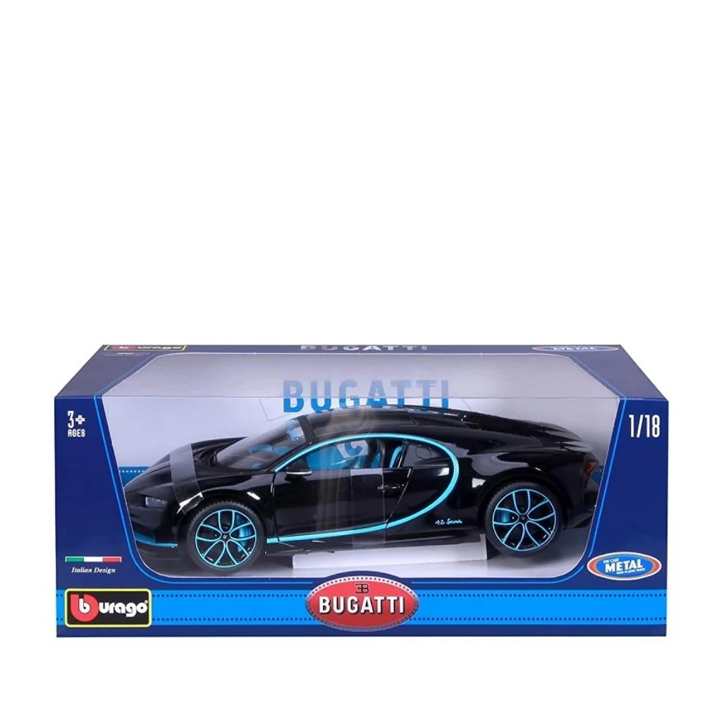 Bugatti Chiron 1/18 Scale Die Cast Model Car Black by Bburago