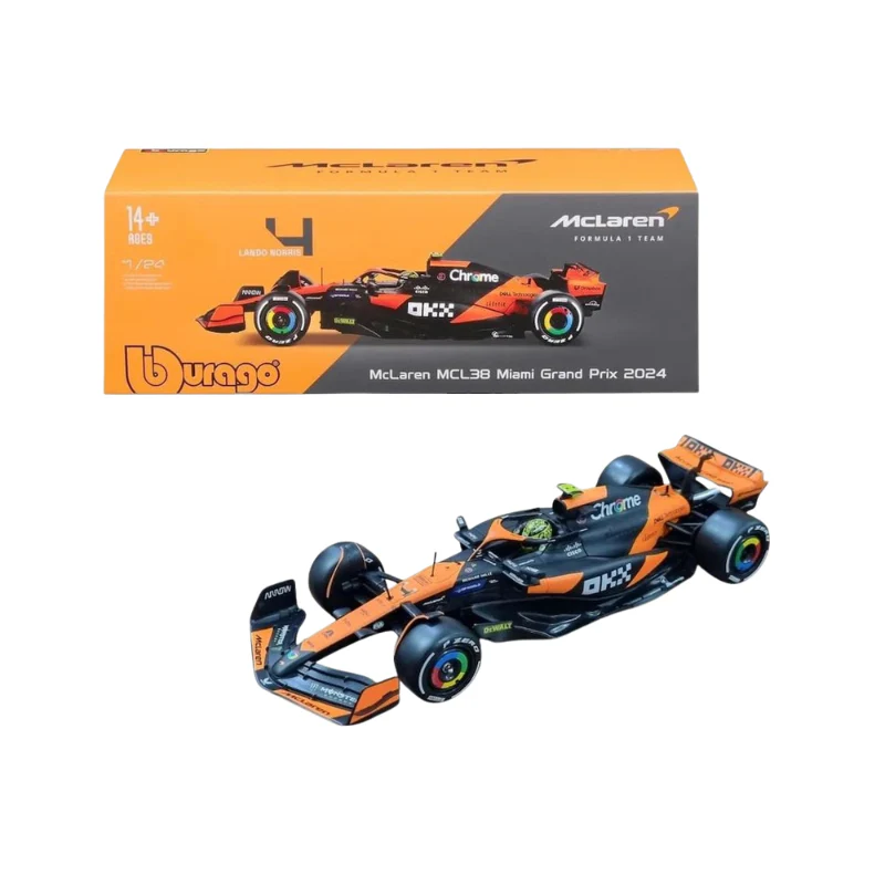 1:24 Formula (With Helmet & Plastic Stand) - Mclaren Team Mc Diecast Cars By Bburago
