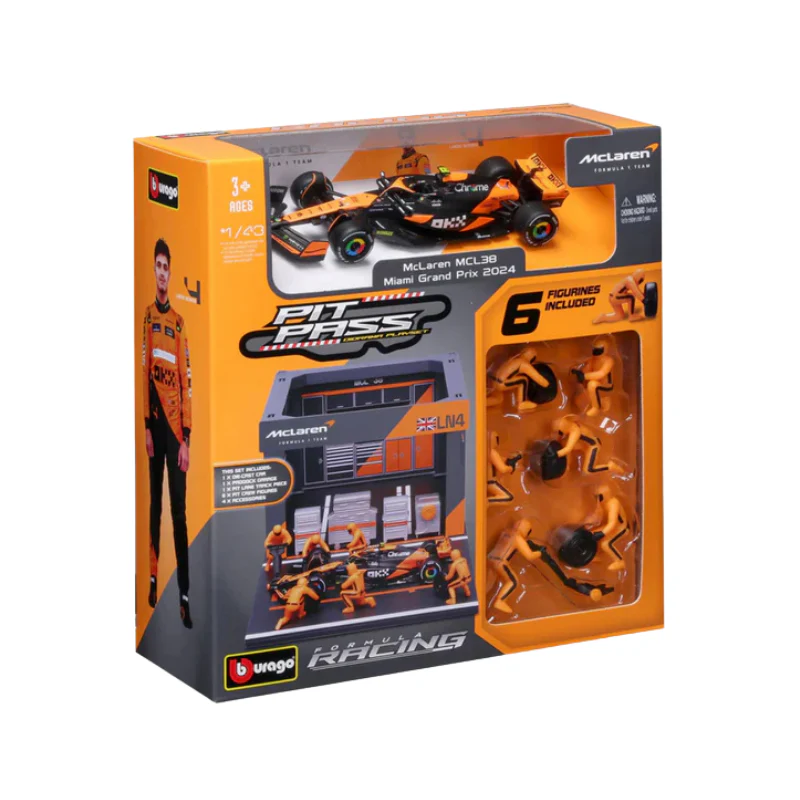 1:43 Formula Pit Pass Mclaren Team Mcl38 Diecast Cars By Bburago - Image 2