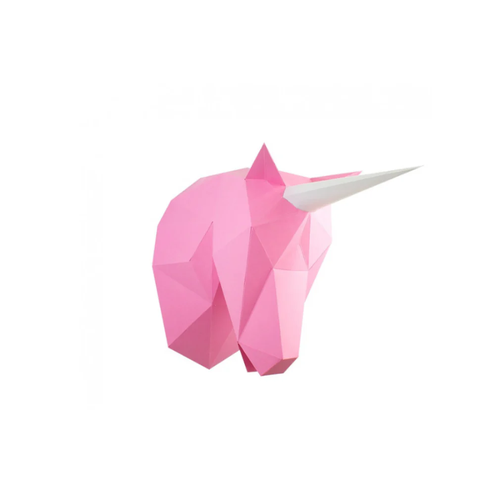 3D-Pink Paper Unicorn ( Rose )