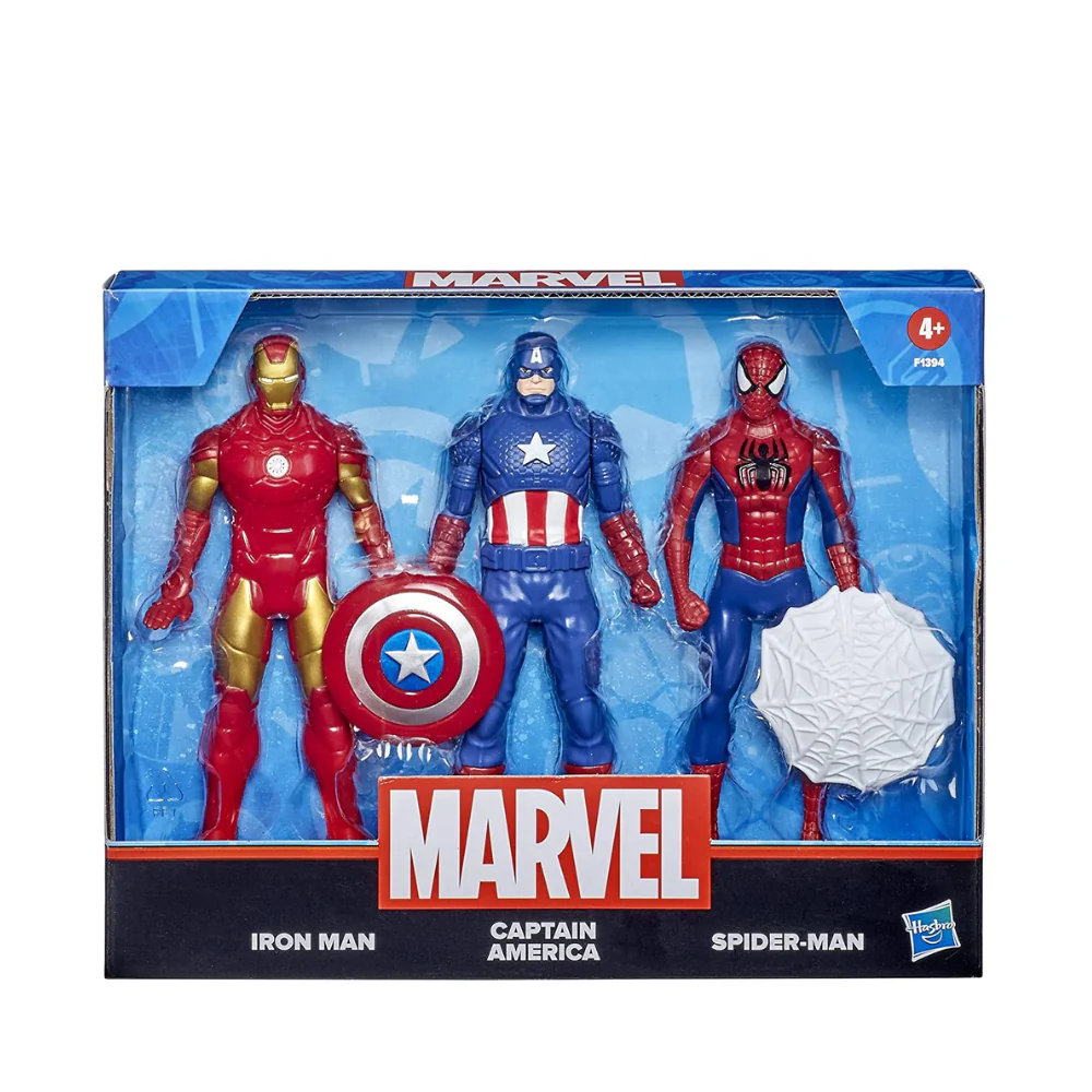 Marvel 6-Inch Scale Iron Man, Spider-Man, Captain America Action Figure Toy Pack of 3 by Hasbro