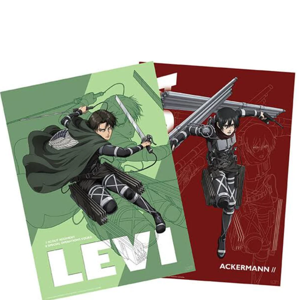 Attack On Titan Season 4 Levi And Mikasa 52X38 Cm Set 2 Chibi Posters by Gb Eye