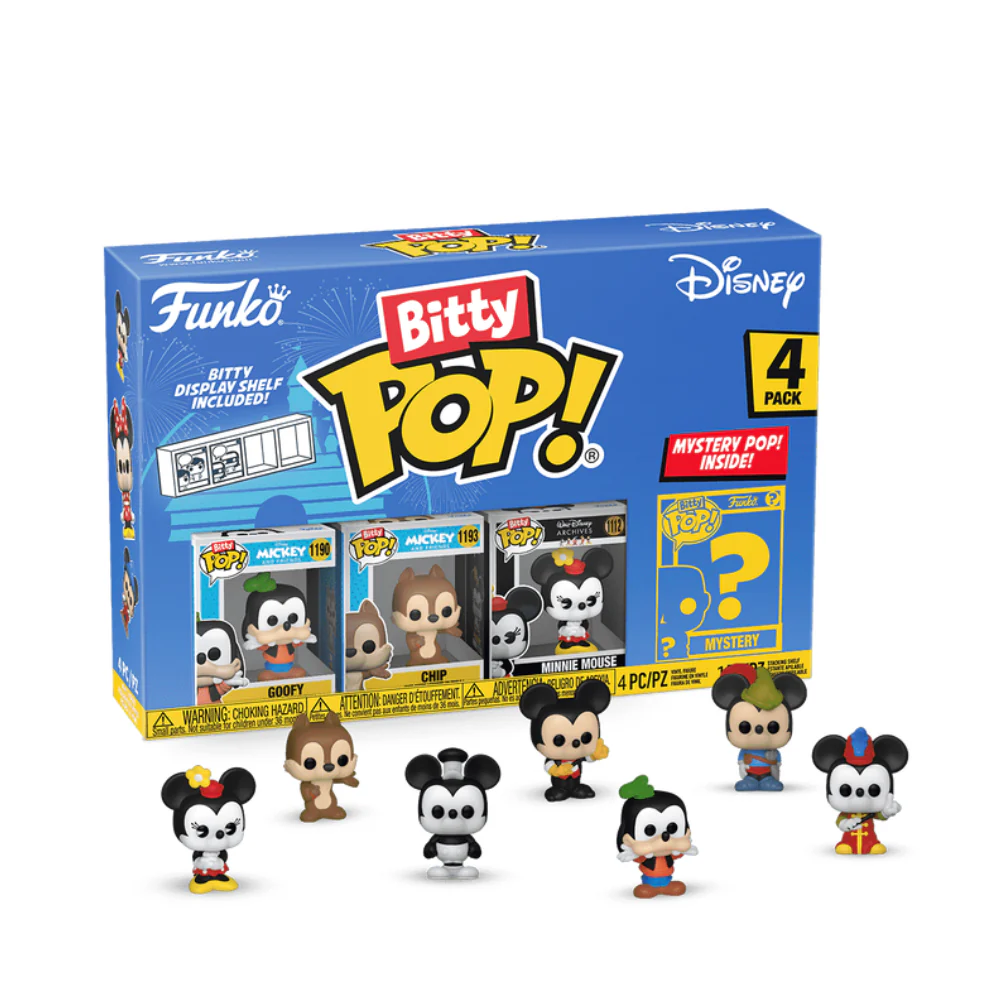 Funko Bitty POP! Disney 4 Figure Pack Includes Goofy, Chip, Minnie Mouse and a Mystery Disney Bitty Pop!