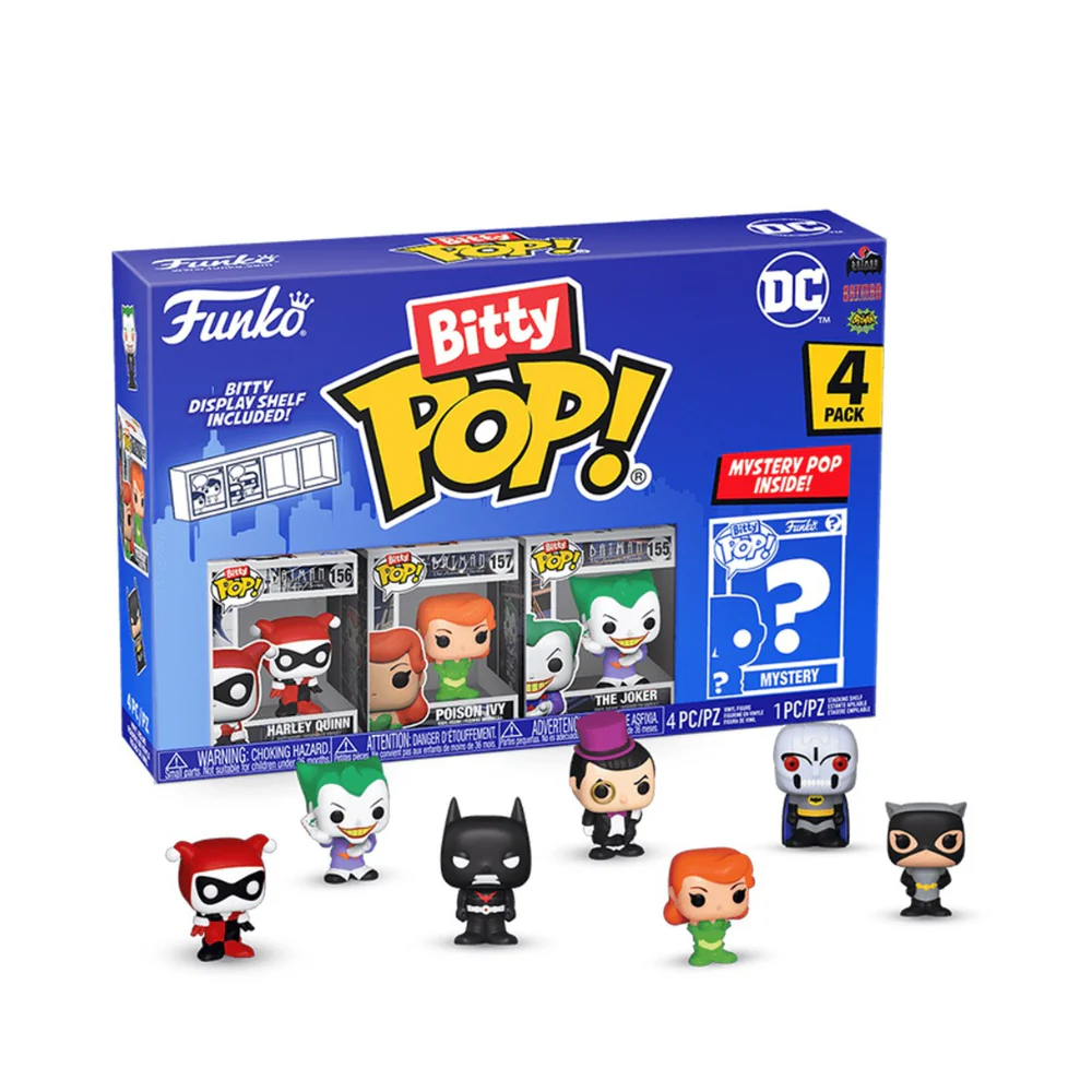 Funko Bitty POP! DC Comics 4 Figure Pack Includes Harley Quinn, Poison Ivy, The Joker, and a Mystery DC Comics Bitty Pop!