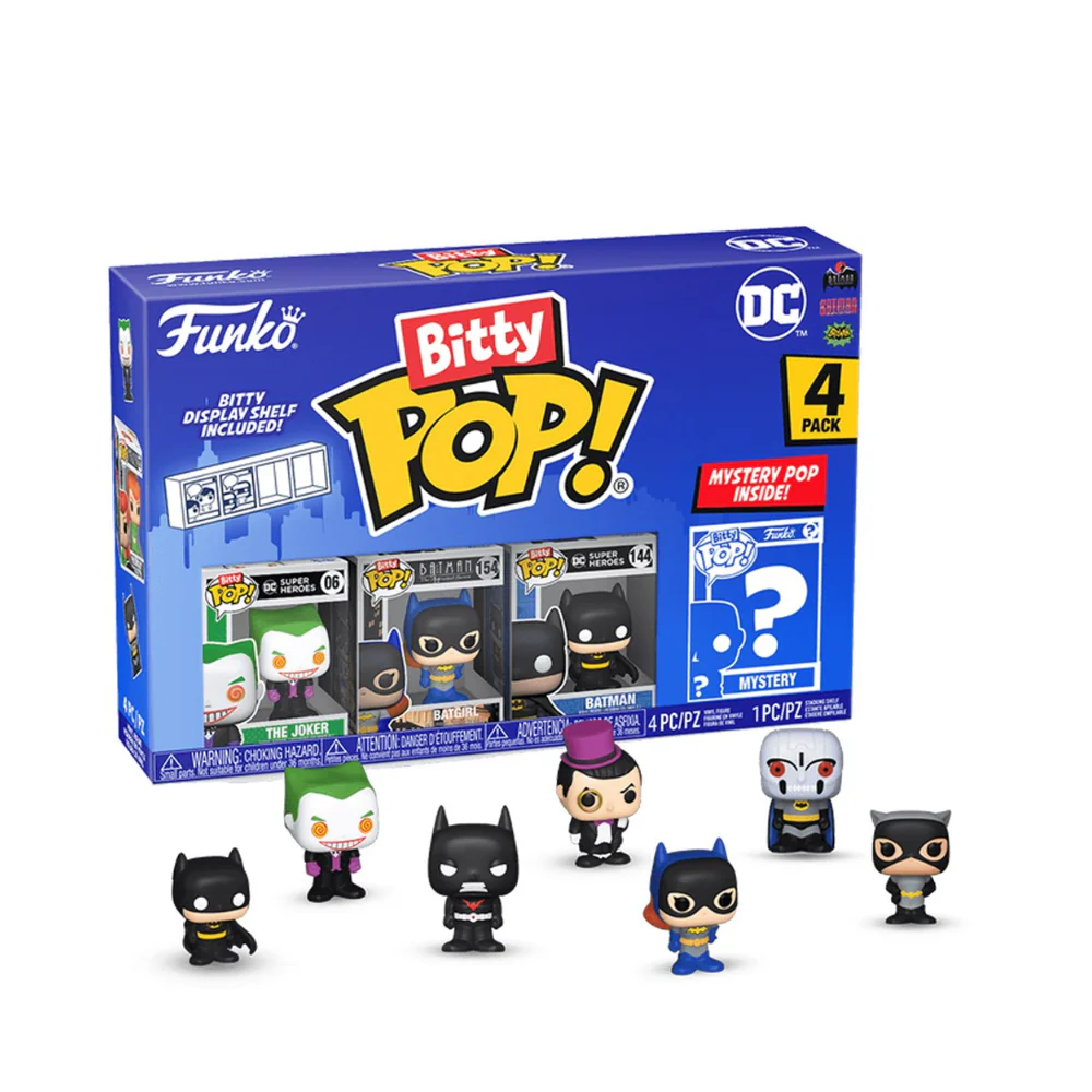 Funko Bitty POP! DC Comics 4 Figure Pack Includes The Joker, Batgirl, Batman, and a Mystery DC Comics Bitty Pop!