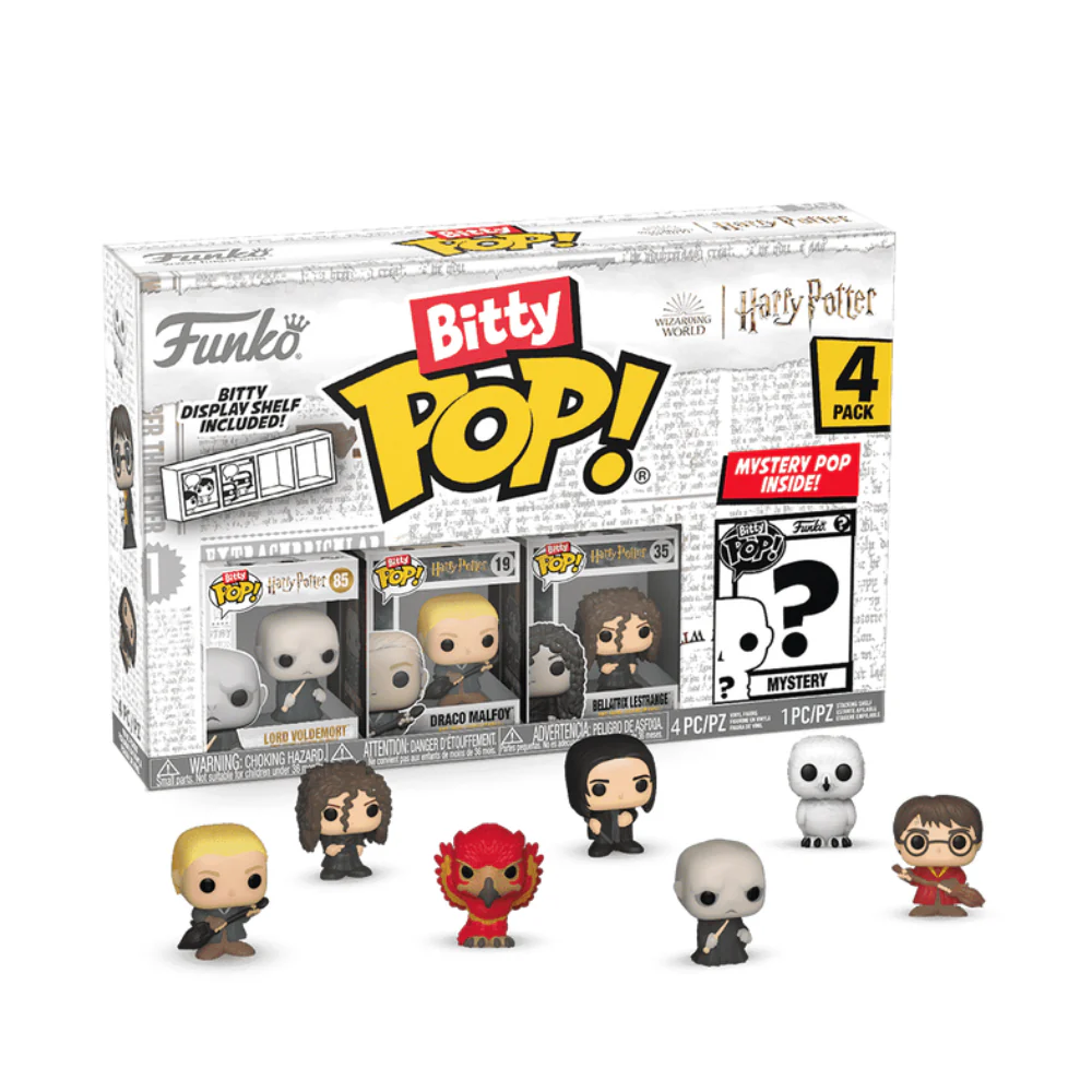 Funko Bitty POP! Harry Potter 4 Figure Pack Includes Lord Voldemort, Draco Malfoy, Bellatrix Lestrange, and a Mystery Harry Potter Bitty Pop!