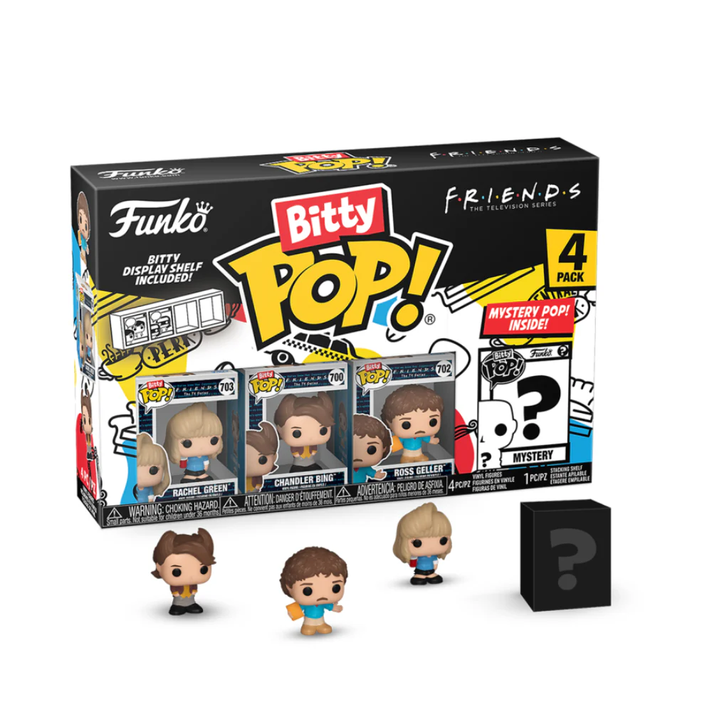 Funko Bitty POP! FRIENDS 4 Figure Pack Includes Rachelle Green, Chandler Bing, Ross Geller and a Mystery FRIENDS Bitty Pop!