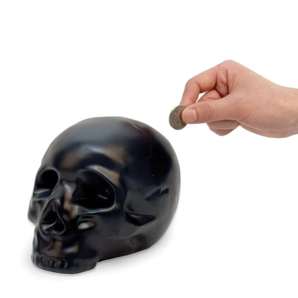 CERAMIC SKULL COIN BANK