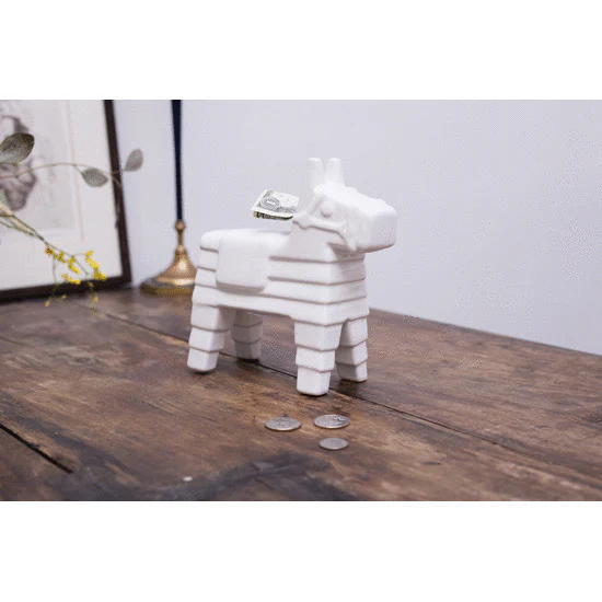 Pinata Coin Bank White by Kikkerland - Image 2