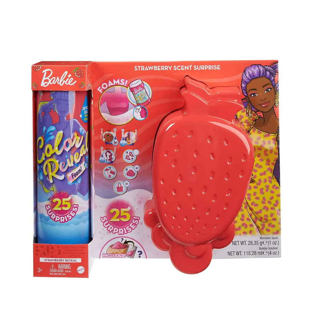 Barbie Color Reveal Foam! Strawberry Scent Surprise Surprise Doll