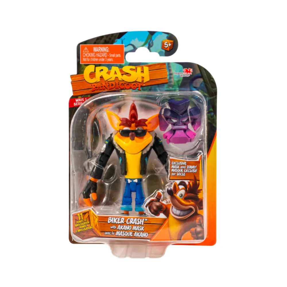 Crash Bandicoot - Biker Crash with Akano Mask 4.5” Action Figure (Wave 1)