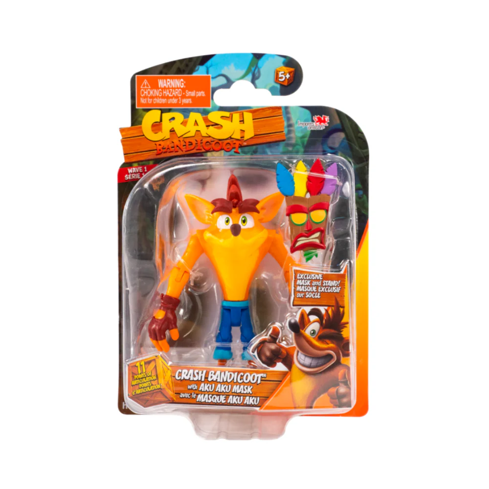 Crash Bandicoot - Crash Bandicoot with Aku Aku Mask 4.5” Action Figure (Wave 1)