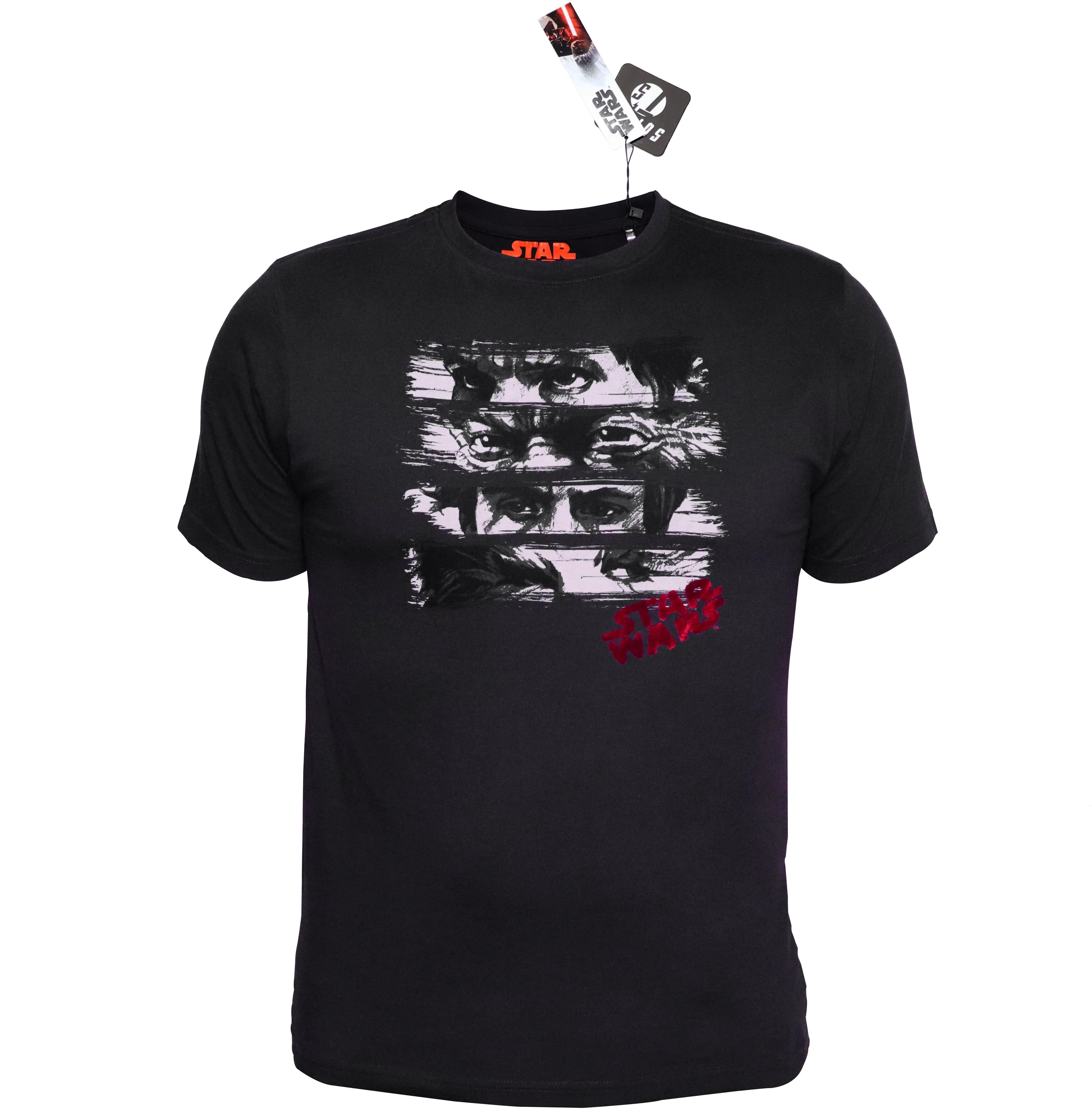 CREW NECK TEE W/DISCHARGE ON FRONT & FLOCK PRINT ON BACK