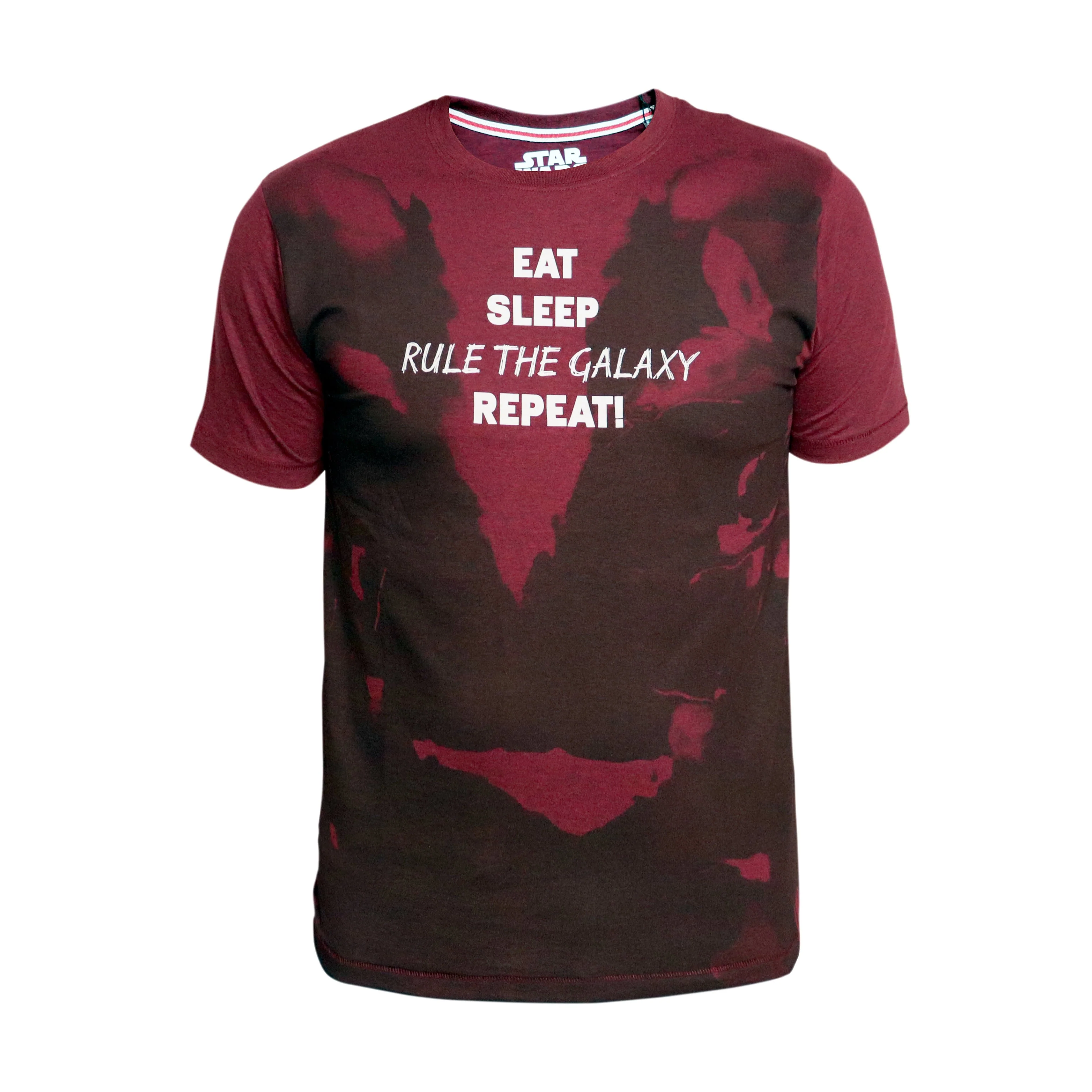 CREW NECK TEE W/DISTRESSED PRINT : STAR WARS - BURGUNDY