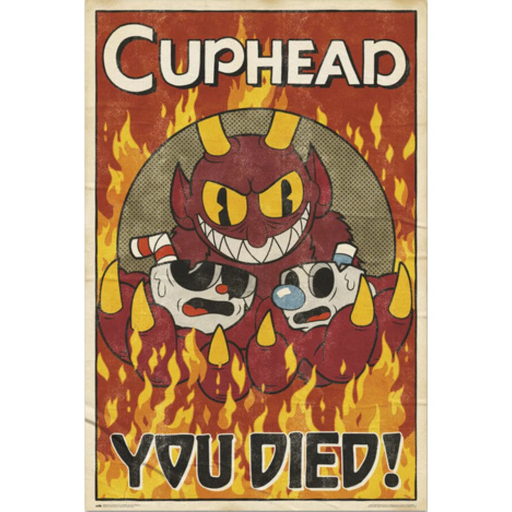 Cuphead You Died! 91X61 cm Poster by Grupo Erik