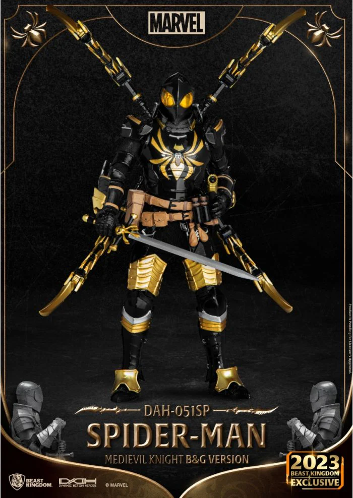 SP Medievil Knight Spider-Man B&G Version Action Figure By Beast Kingdom (DAH-051) - Image 3