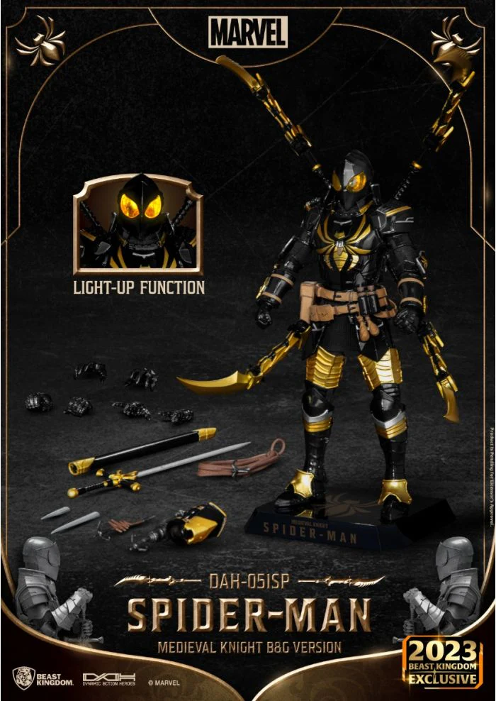 SP Medievil Knight Spider-Man B&G Version Action Figure By Beast Kingdom (DAH-051) - Image 6