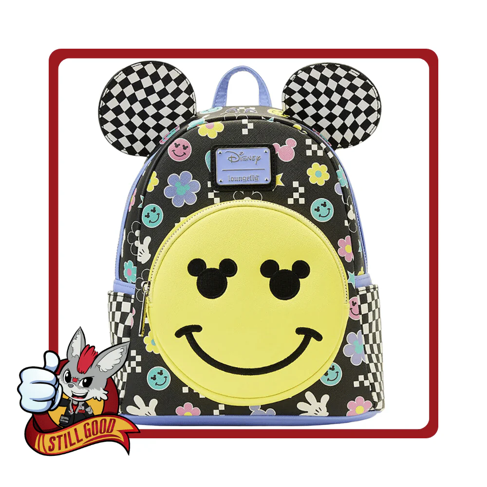 Damage LOUNGEFLY! LEATHER: DISNEY MICKEY Y2K MINI BACKPACK (FADED PAINT)