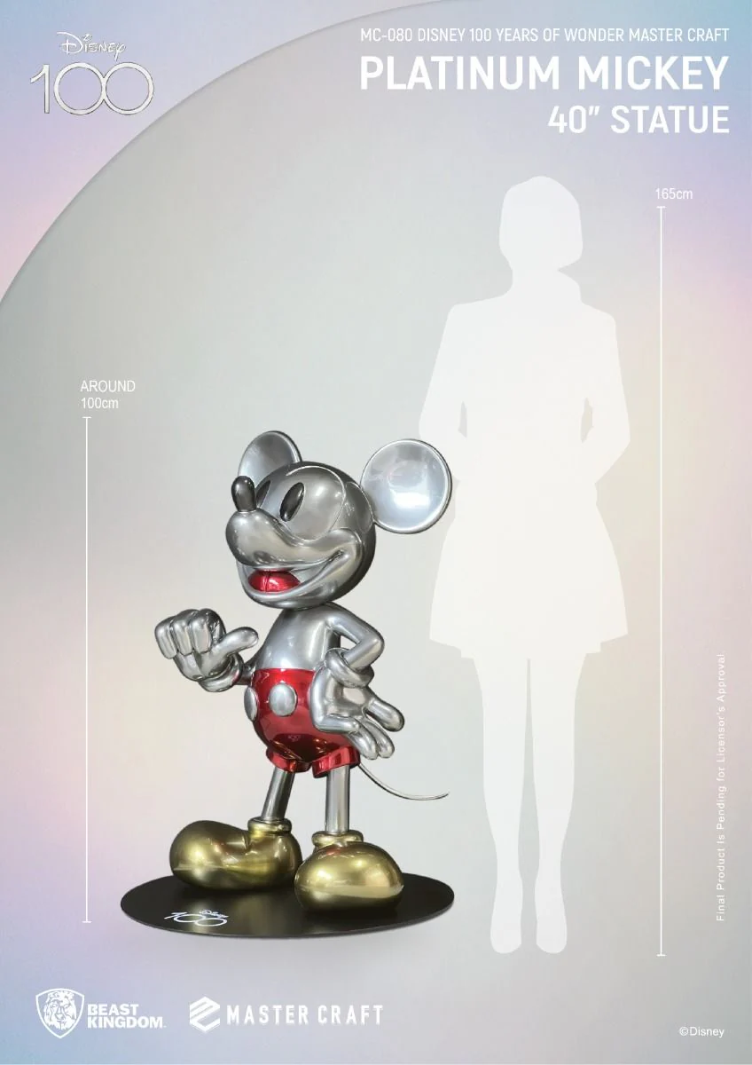 Disney 100 Years of Wonder Master Craft Platinum Mickey 40" Statue - Image 2