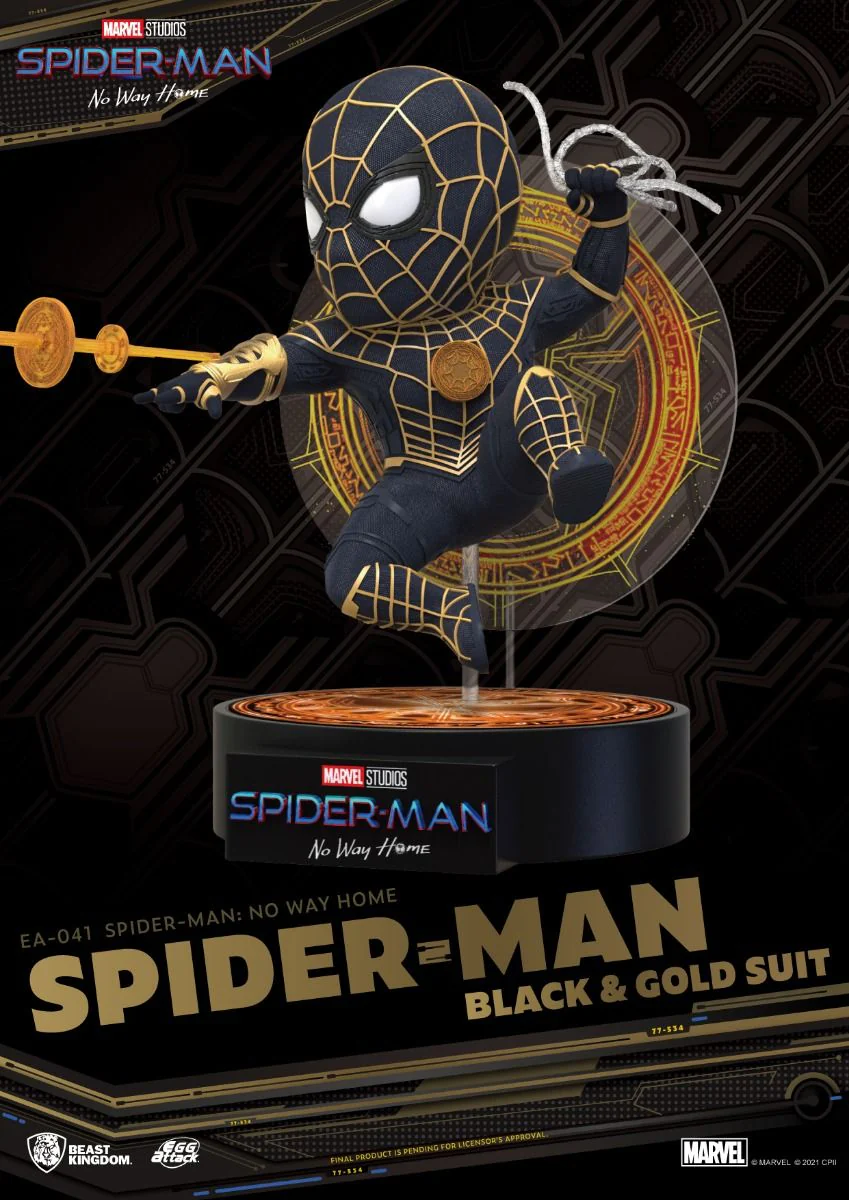Marvel Spider-Man: No Way Home Spider-Man Black & Gold Suit Egg Attack Figure by Beast Kingdom (EA-041) - Image 3