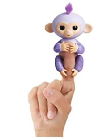 Fingerlings Glitter Monkey - Kiki (Purple Glitter) - Interactive Baby Pet - By WowWee