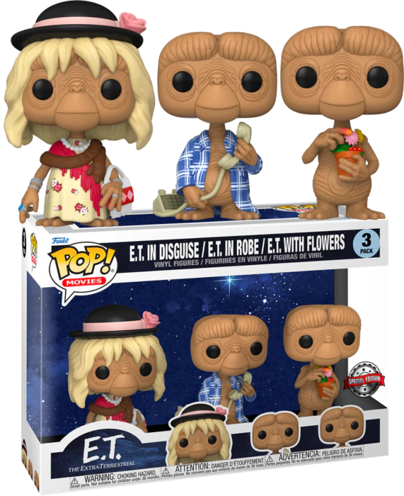 Funko 3 Pack : E.T 40th Anniversary - ET in Disguise ,ET in Robe, ET with Flower - Image 2
