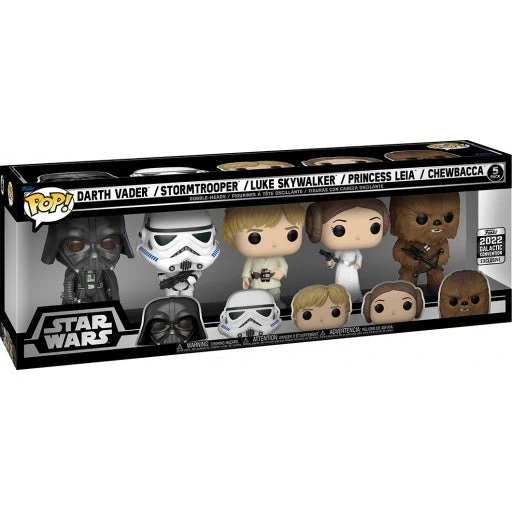 Funko 5 Pack : Star Wars - DARTH VADER, STORMTROOPER, LUKE SKYWALKER, PRINCESS LEIA & CHEWBACCA (Galactic Convention Sticker) - Image 3