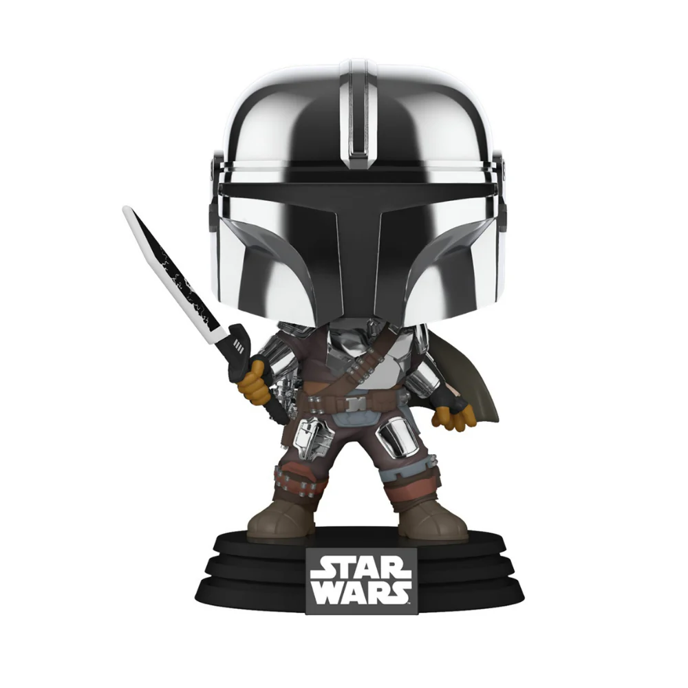 Funko Exc : Mandalorian- Mando with Dark Saber (Glow in The Dark / Metallic)