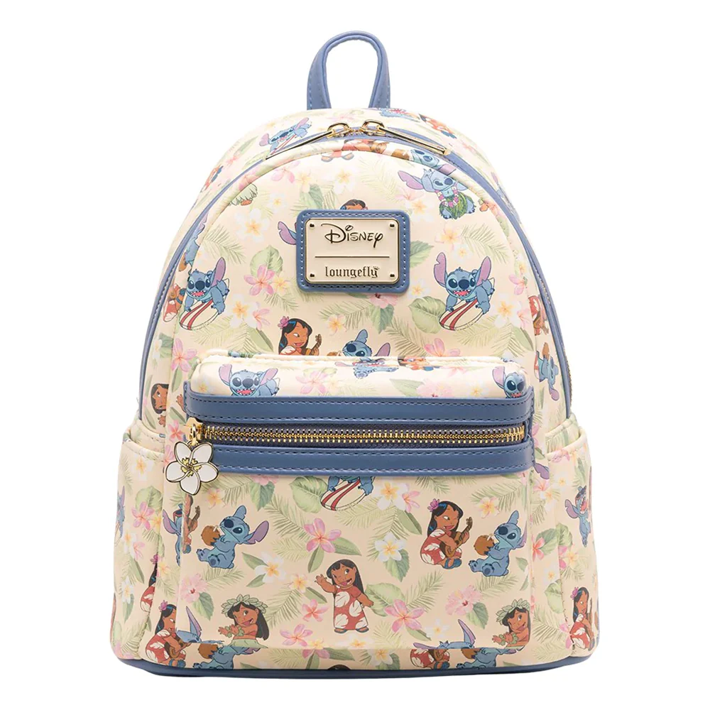 Funko Loungefly! Leather: Blue Hula Lilo and Stitch All-over-print Mini Backpack