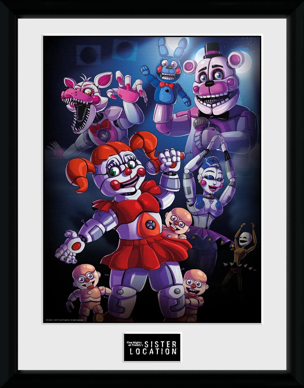 GB eye PFC2450 Five Nights At Freddy's, Sister location Group Framed Print, Wood, Multi-Colour,