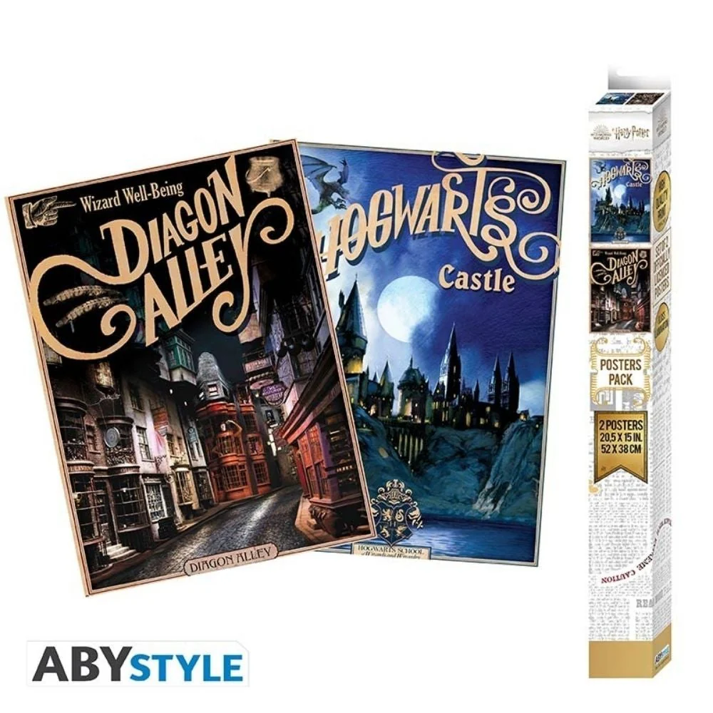 Harry Potter Retro Hogwarts & Diagon 52X38 cm Set 2 Chibi Posters by Abysse