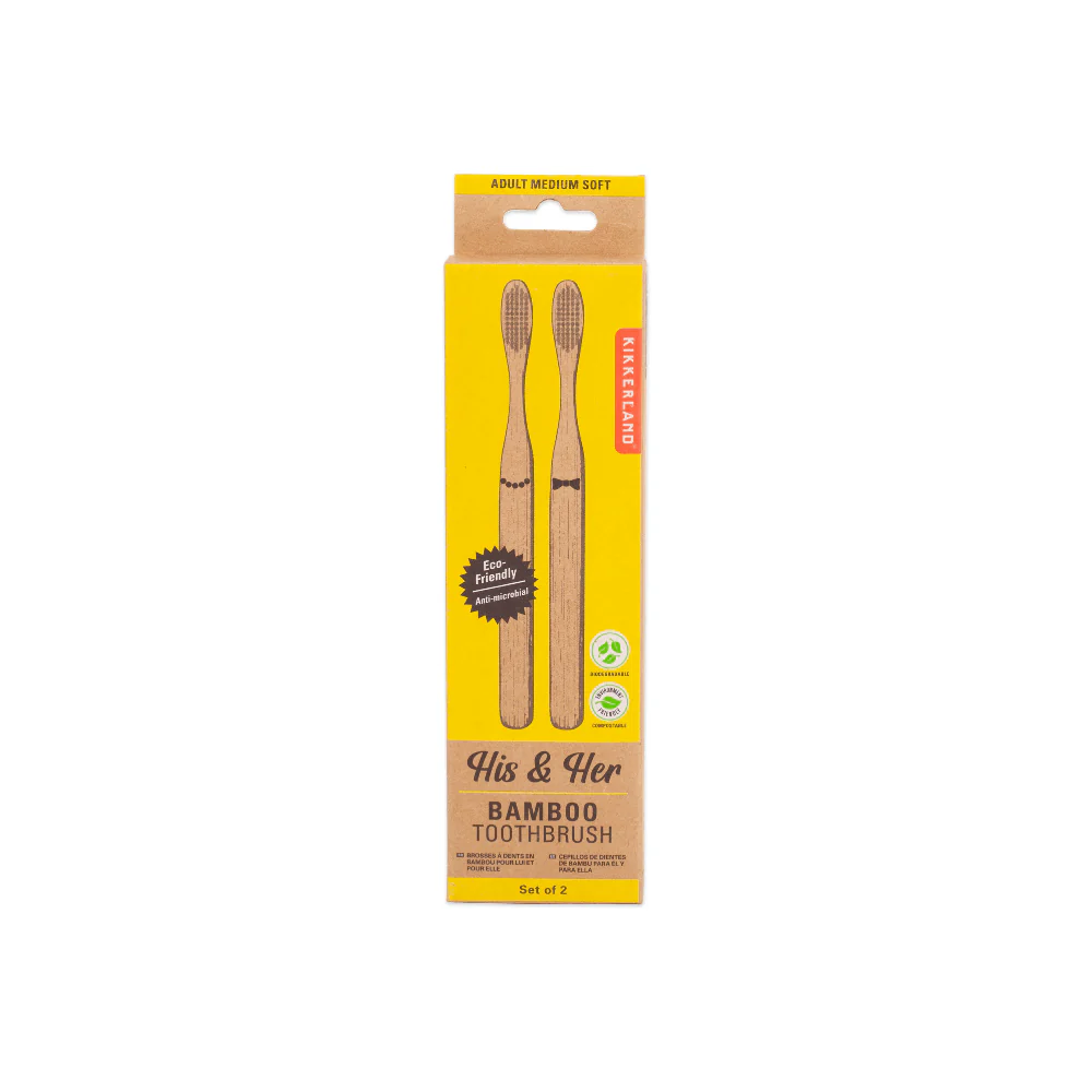 His & Hers Bamboo Toothbrush Set