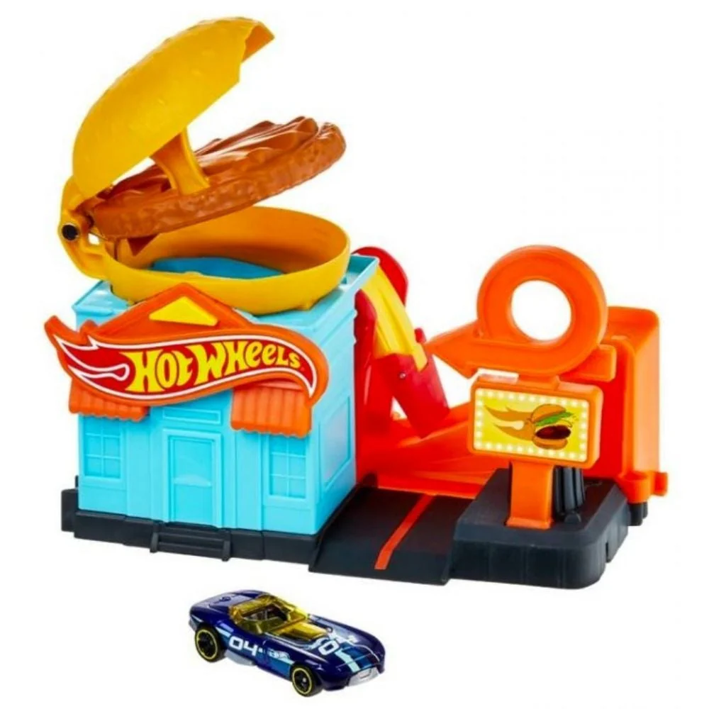 Hot Wheels City Downtown Playset - Downtown Burger Dash