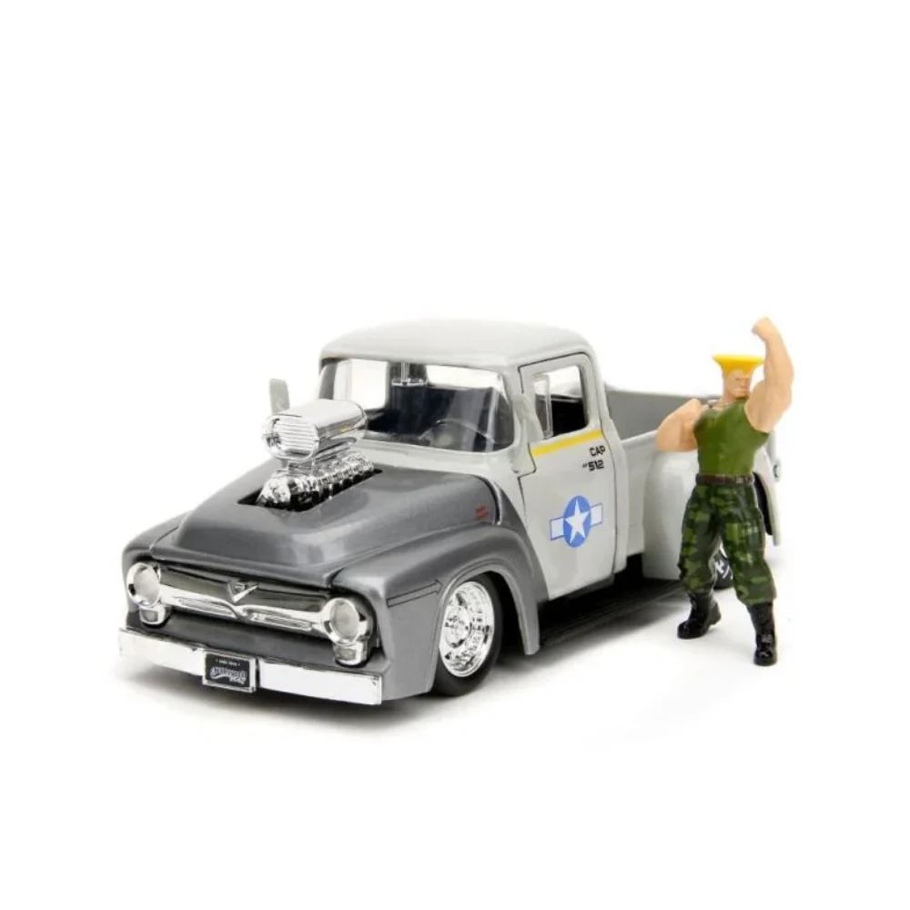 Street Fighter II 1956 Ford Pickup Car with Guille Figure 1/24 Scale Model