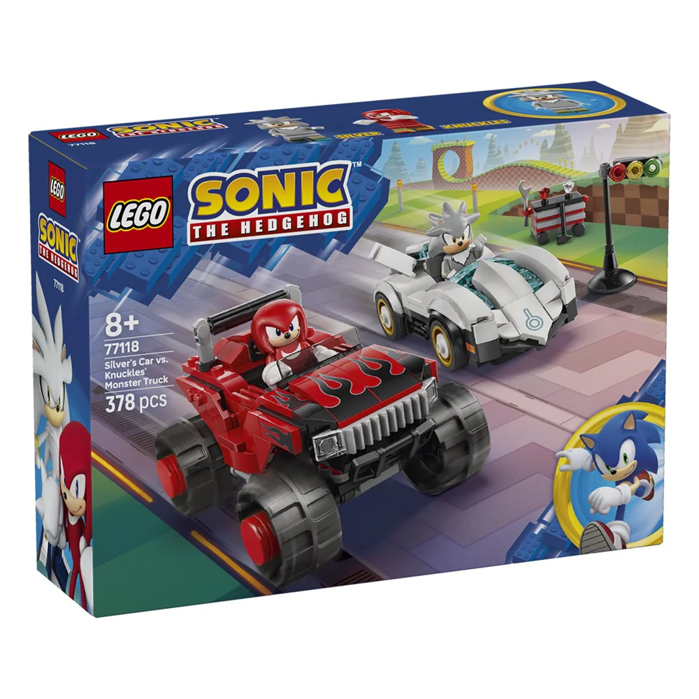 Lego Sonic The Hedgehog Silver’S Car Vs. Knuckles’ Monster Truck (77118)