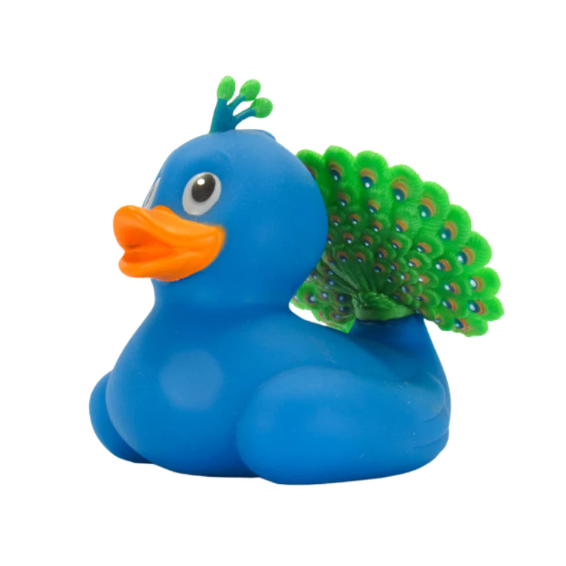 LILALU PEACOCK RUBBER DUCK BLUE SMALL
