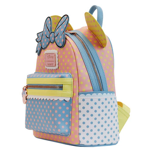 Loungefly! Leather: Disney Minnie Pastel Color Block Dots Mini Backpack - Image 2