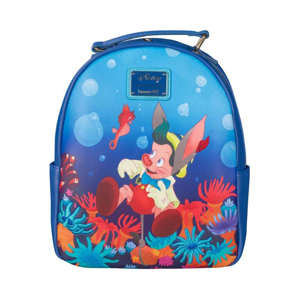 Loungefly! Leather: Disney Pinnocchio Sea Mini Backpack