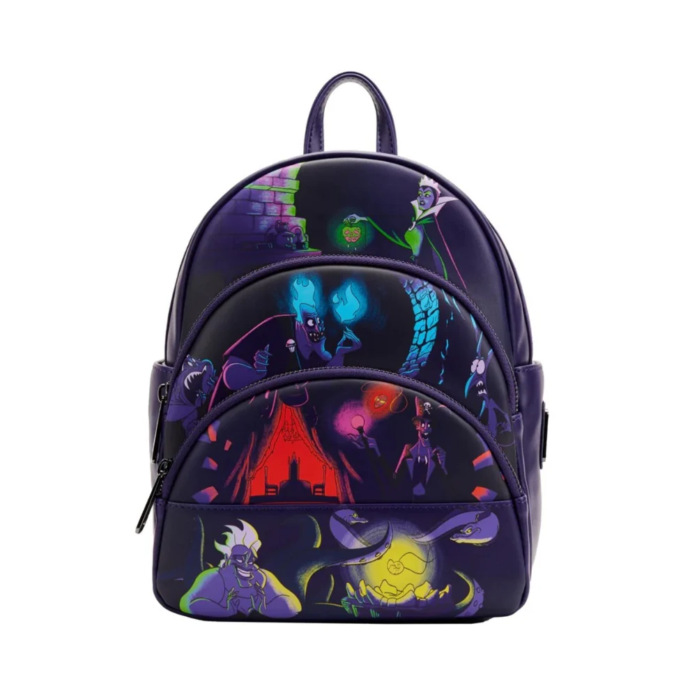 Loungefly! Leather: Disney Villains - Triple Pocket Glow In The Dark Mini Backpack