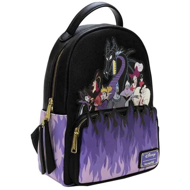 Loungefly! Leather: Disney Villians Purple Flame Distressed - Image 2