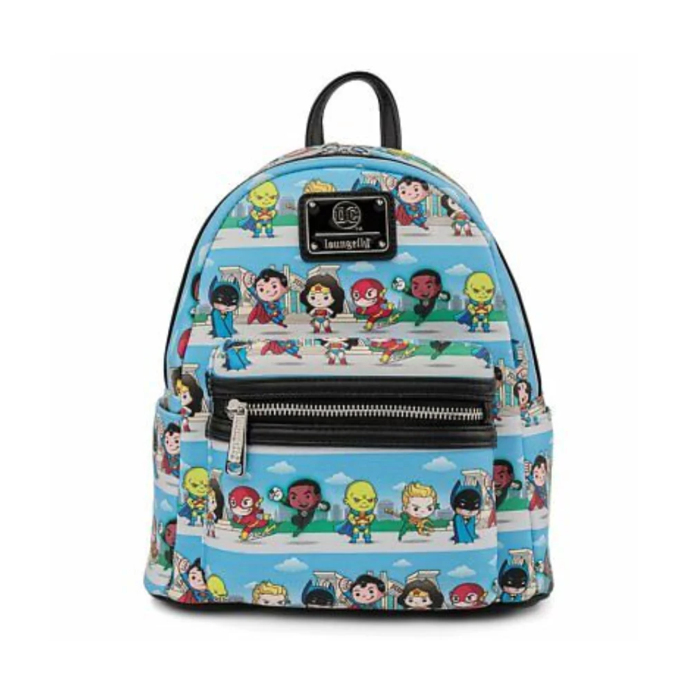Loungefly! Leather: Heroes - DC Superheroes Chibi Lineup Mini Backpack