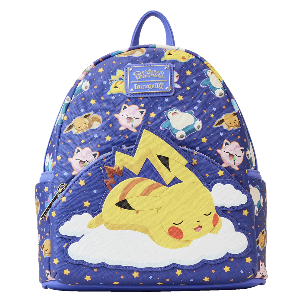 Loungefly Leather: Pokemon Sleeping Pikachu and Friends Mini Backpack