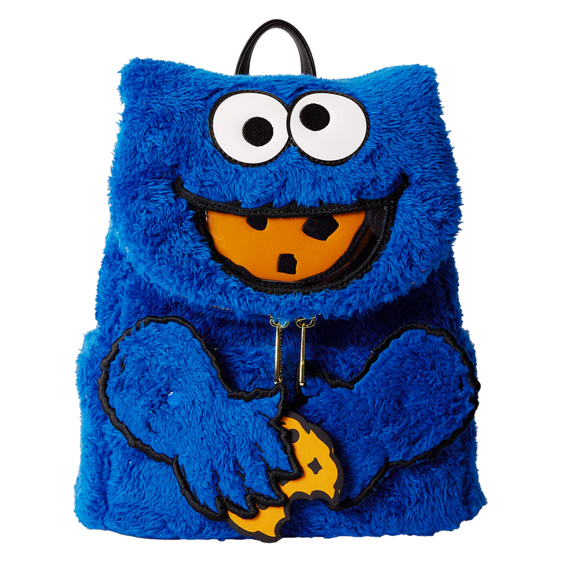 Loungefly! Leather: Sesame Street Cookie Monster Plush Mini Backpack
