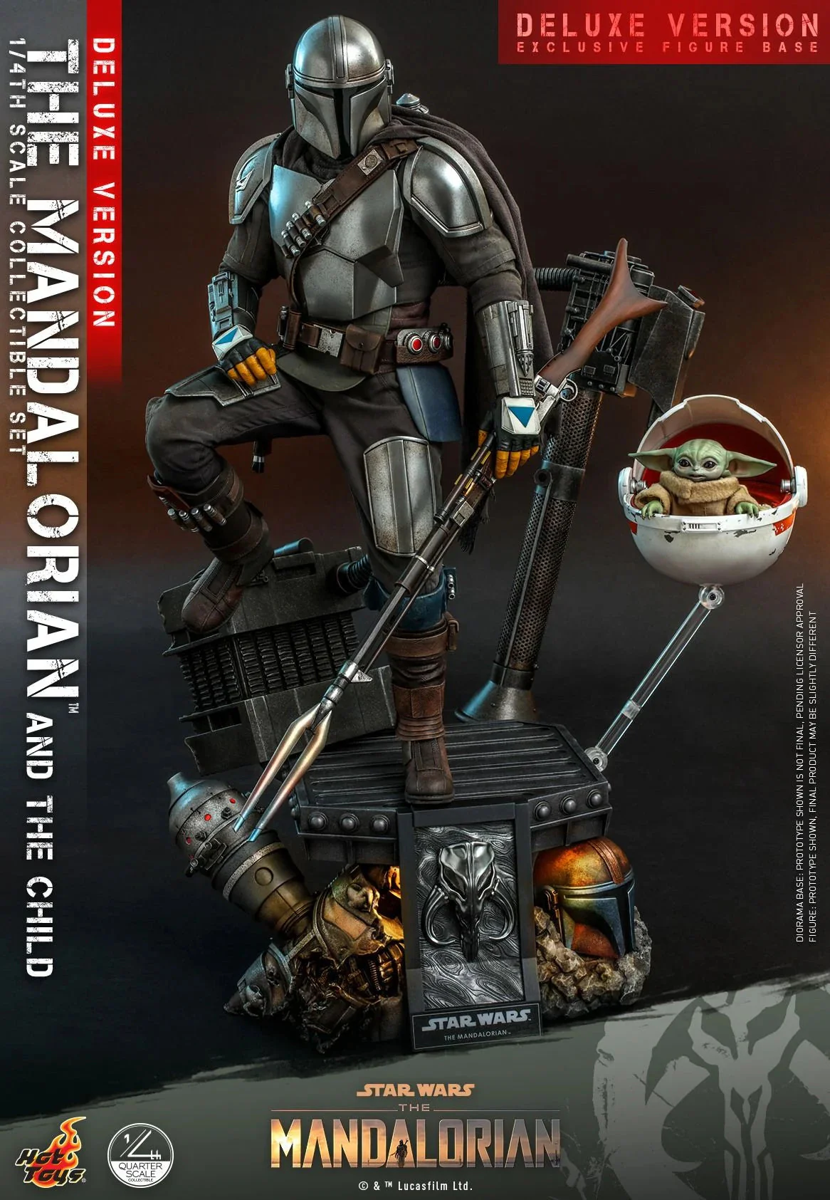 The Mandalorian And The Child (Deluxe) 1/4 Scale Figure Set By Hot Toys - Image 3