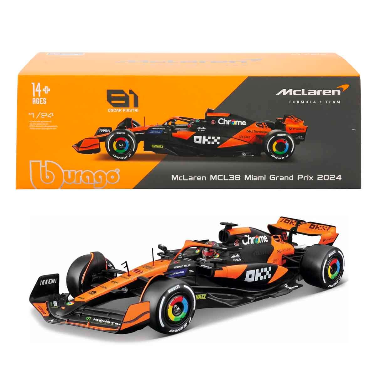 Mclaren 1:24 Formula (With Helmet & Plastic Stand) - Mclaren Team Mc Toys by Bburago