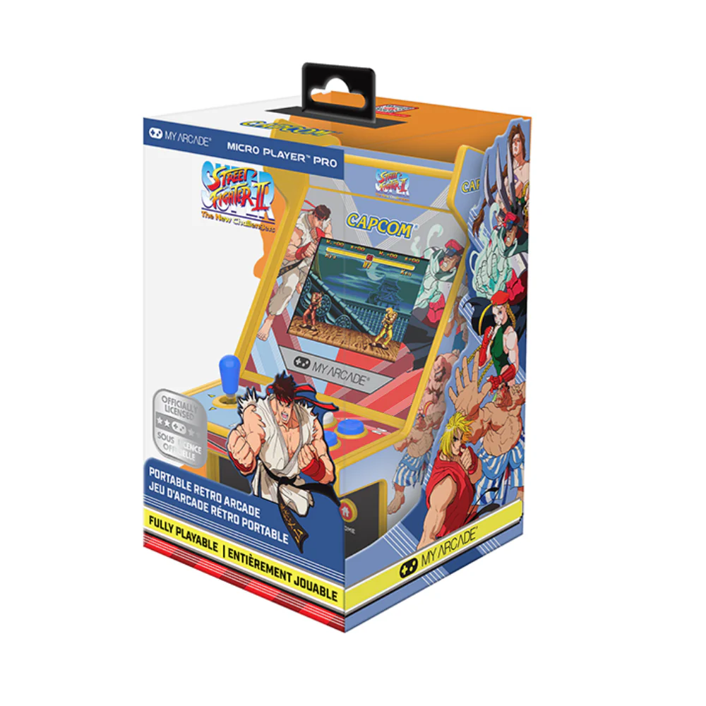 Micro Player 6.7" Super Street Fighter Ii Portable Retro Arcade (2 Games In 1) - Yellow & Gray