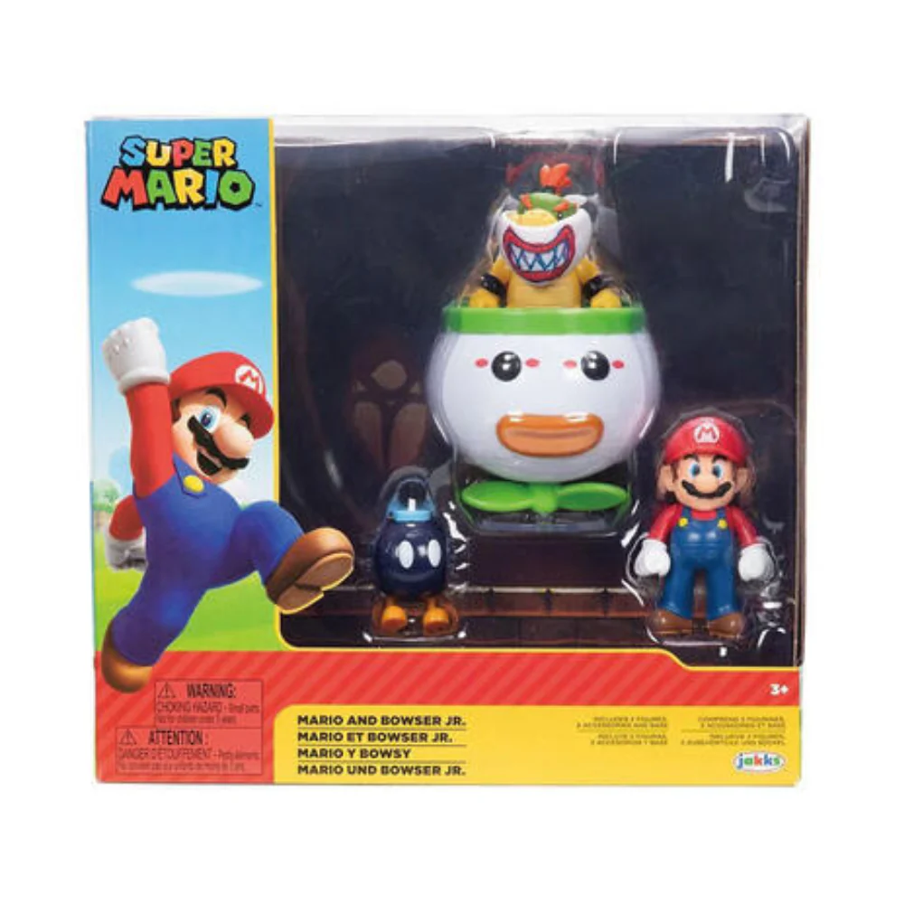 World of Nintendo Mario & Bowser Jr. Exclusive Action Figure 4-Pack [with Bob-omb & Clown Car]