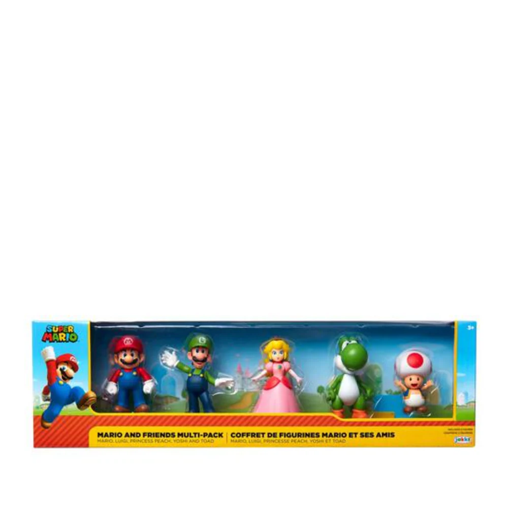 Nintendo Super Mario Mario & Friends Multi-Pack Mario, Luigi, Princess Peach, Yoshi & Toad Exclusive 2.5-Inch Mini Figure 5-Pack