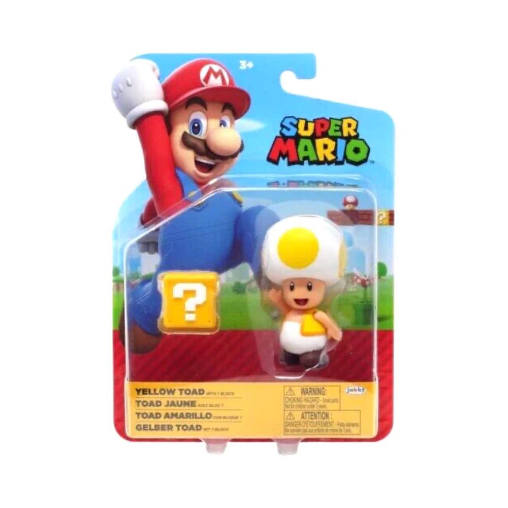 Nintendo Super Mario 4" Figure Wave #30 - Yellow Toad Figure with Question Block